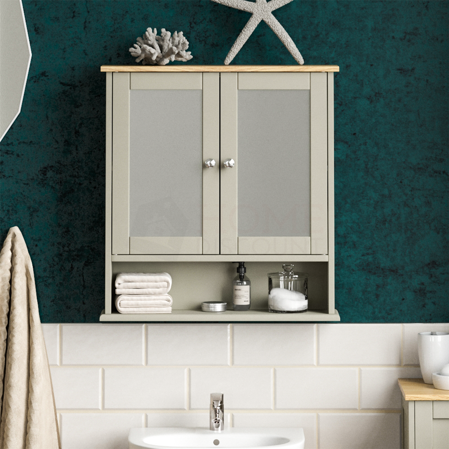 Bathroom Wall Cabinet Storage 2 Door Mirrored Cupboard MDF Shelves Vanity Unit