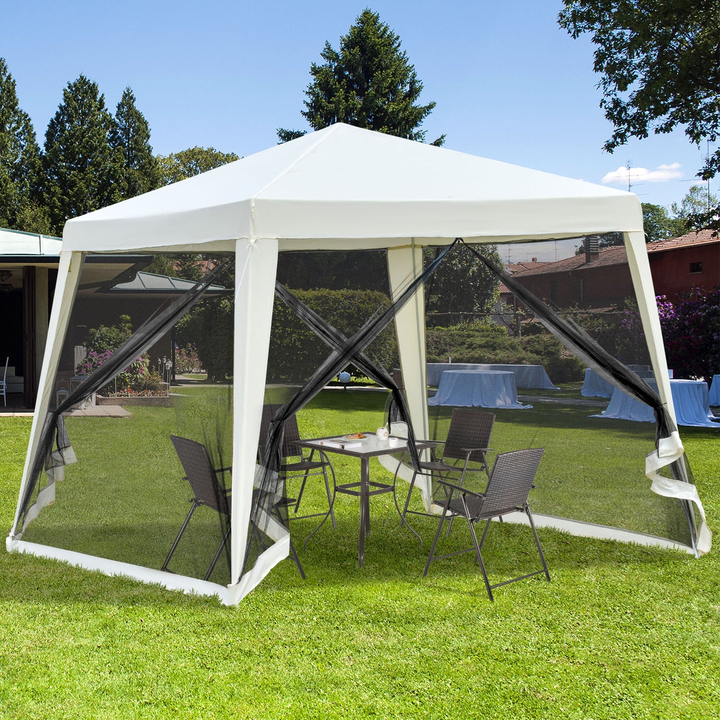 3 x 3(m) Gazebo Outdoor Canopy Tent Event Shelter with Mesh Screen Walls