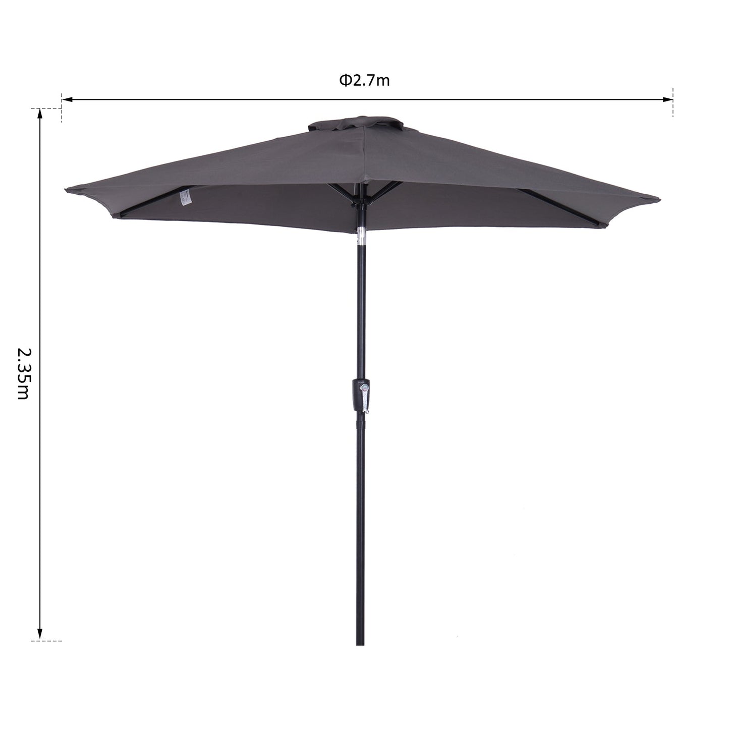 Patio Umbrella Parasol Sun Shade Tilt Crank Garden Aluminium 2.7M