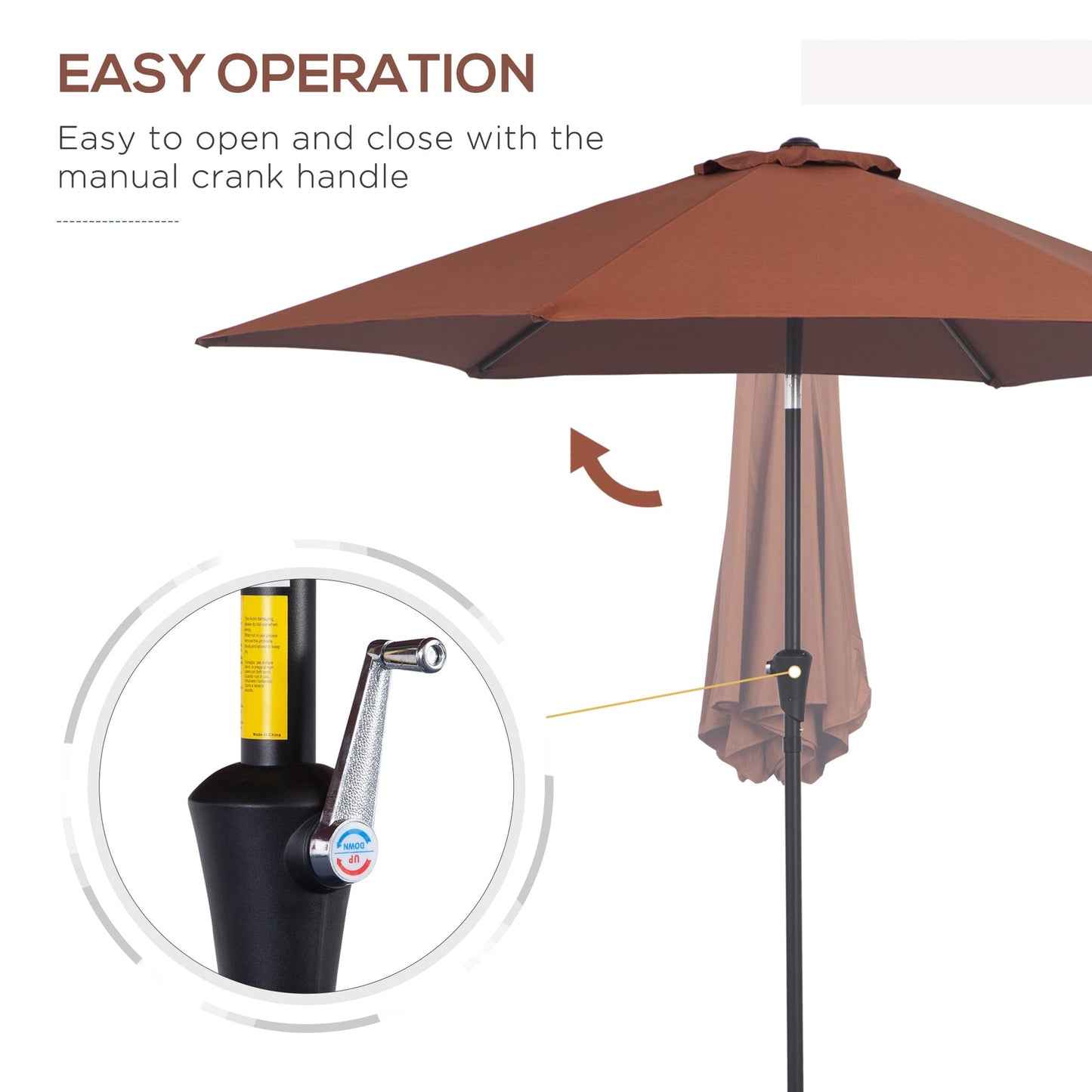 Patio Umbrella Parasol Sun Shade Tilt Crank Garden Aluminium 2.7M