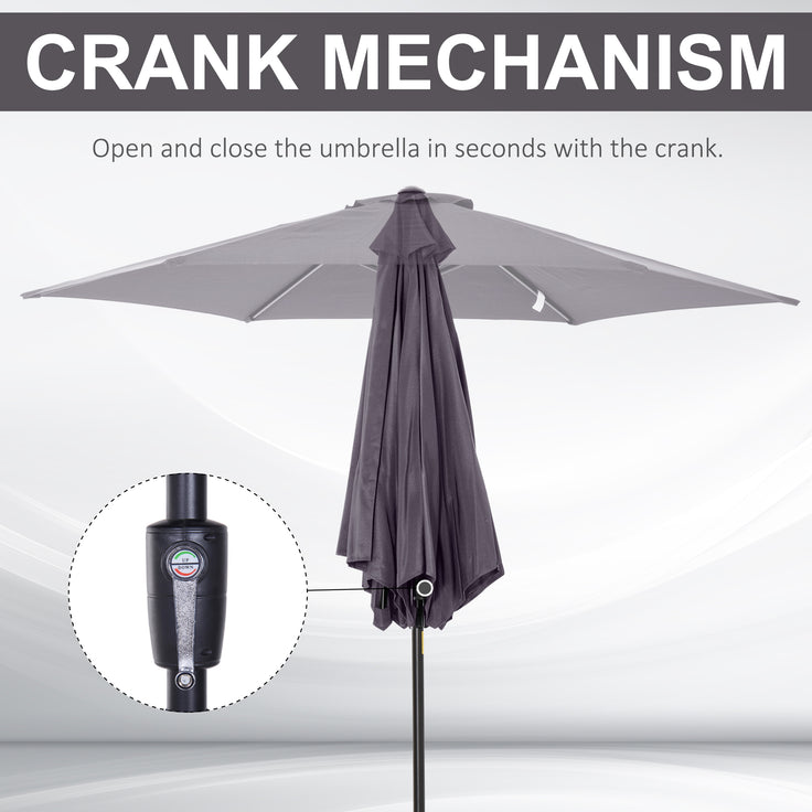 Patio Umbrella Parasol Sun Shade Tilt Crank Garden Aluminium 2.7M