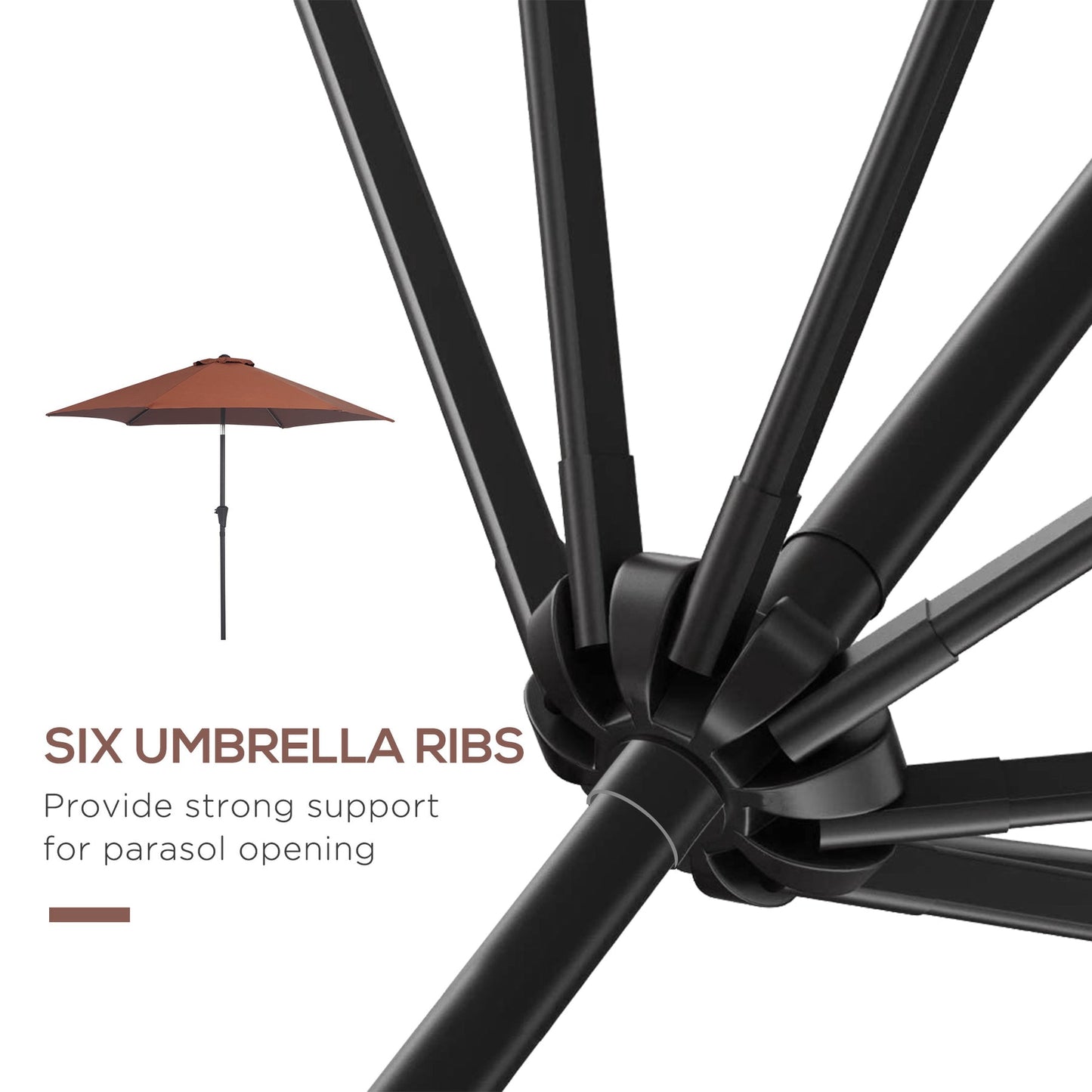 Patio Umbrella Parasol Sun Shade Tilt Crank Garden Aluminium 2.7M