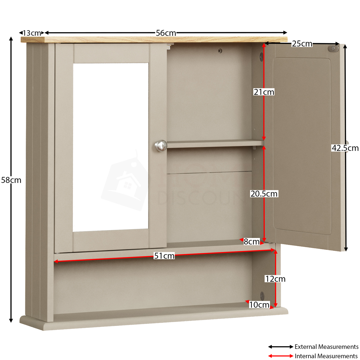 Bathroom Wall Cabinet Storage 2 Door Mirrored Cupboard MDF Shelves Vanity Unit