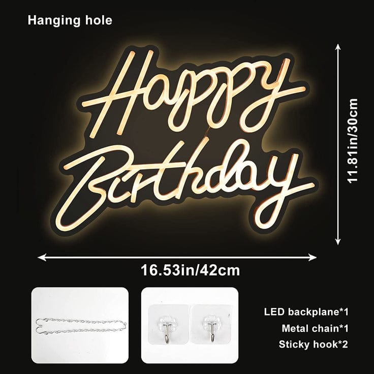 Neon Happy Birthday Sign