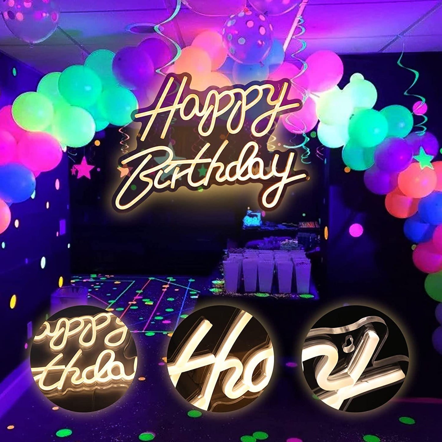 Neon Happy Birthday Sign