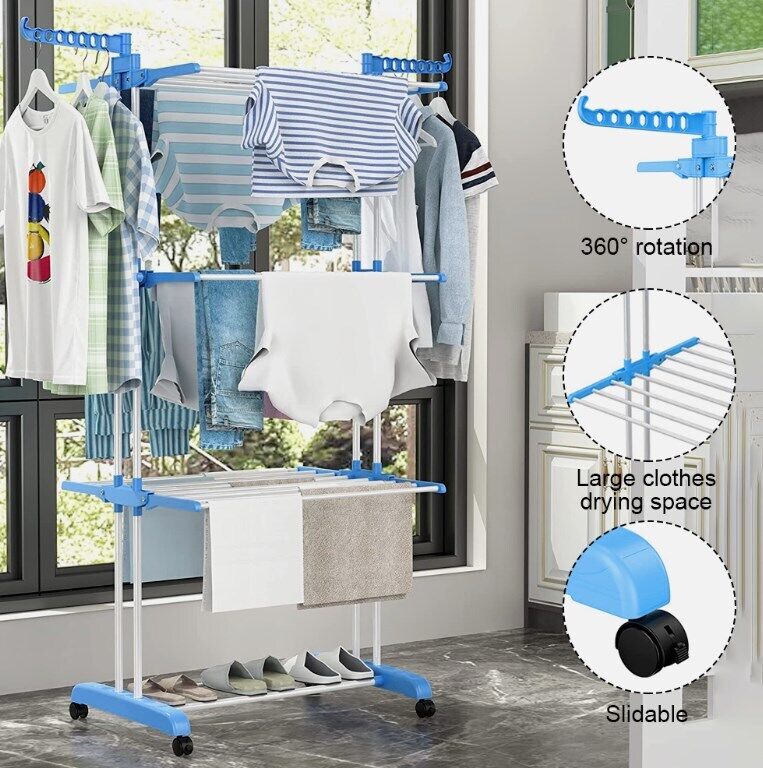 Extra Large Foldable Outdoor Laundry Dryer Rack Line