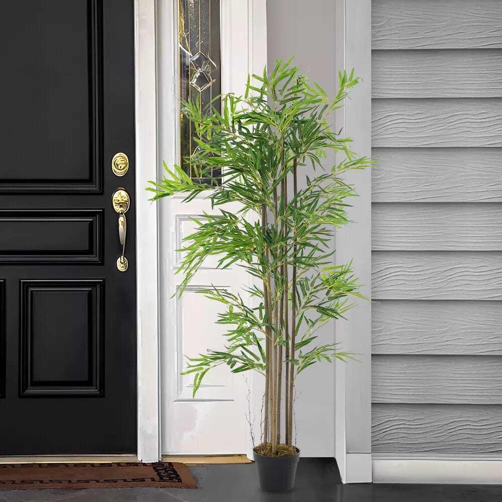 Large Artificial Potted Plant Palm Tree Bamboo Realistic Fake Home Outdoor Decor