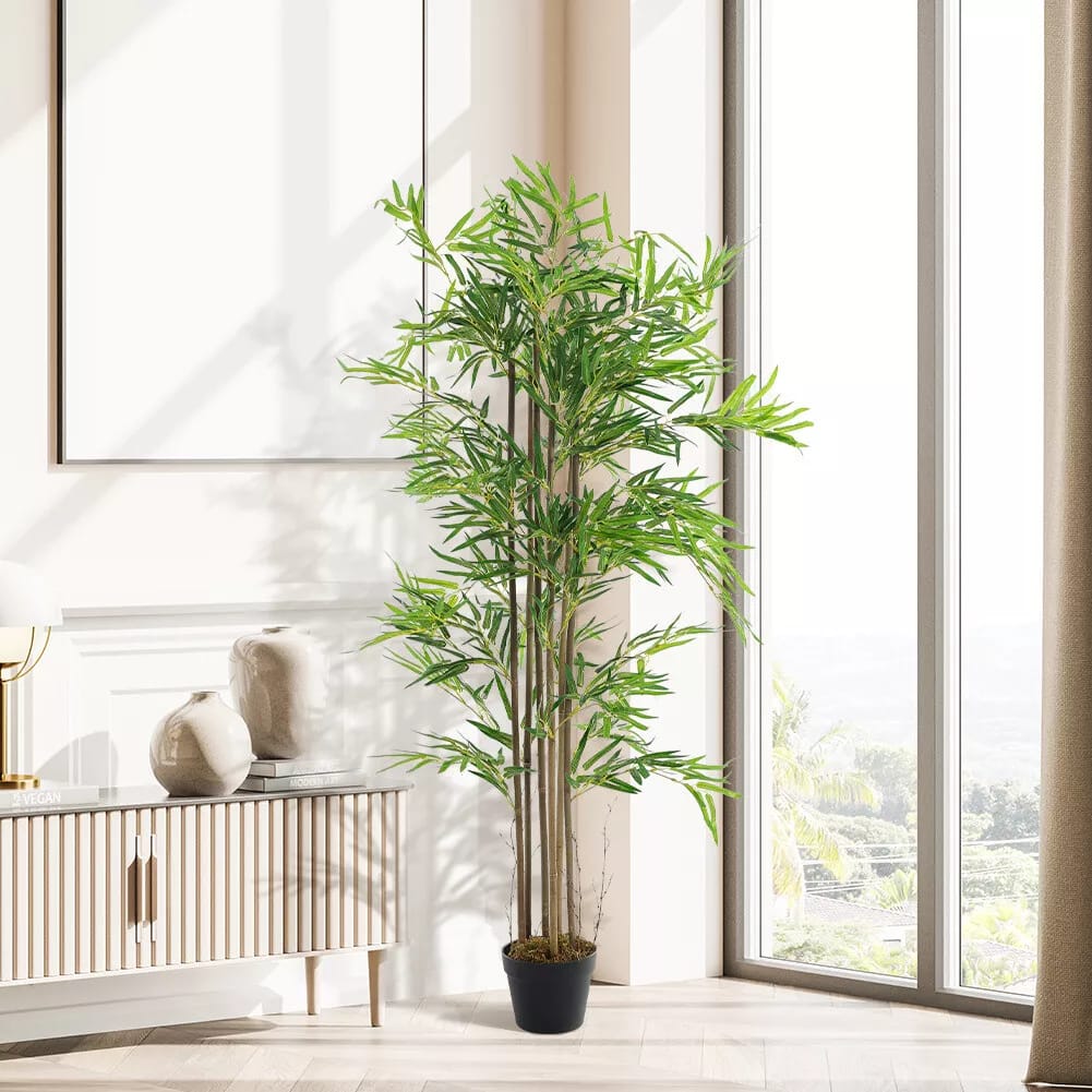 Large Artificial Potted Plant Palm Tree Bamboo Realistic Fake Home Outdoor Decor