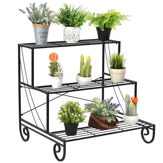 3-Tier Metal Plant Stand Holder Flowers Pot Storage Shelf Ladder Display Rack