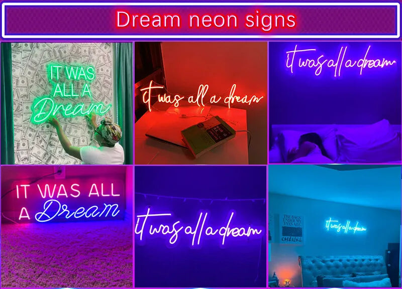 Design Personalised Custom Neon Signs LED Night Light Wall Mount Wedding