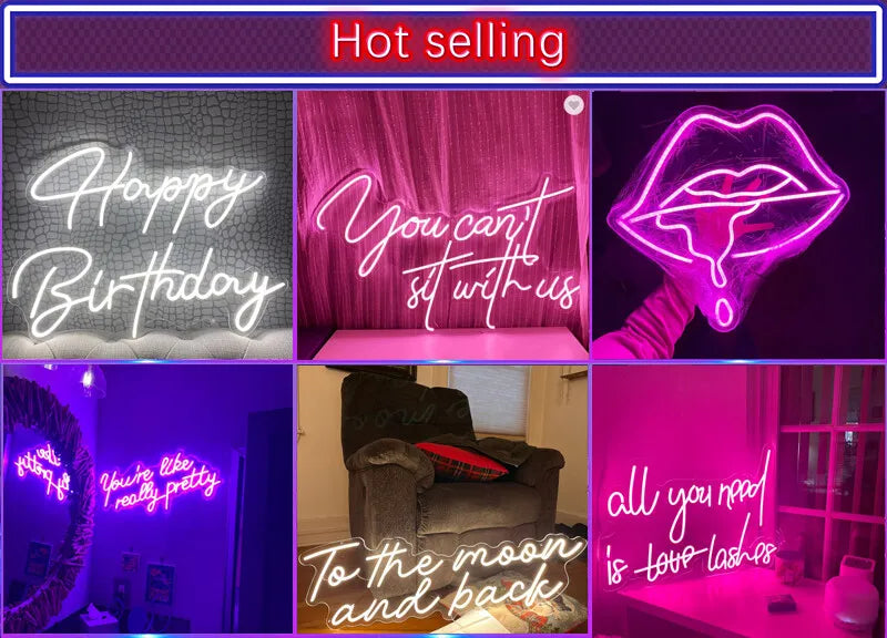 Design Personalised Custom Neon Signs LED Night Light Wall Mount Wedding