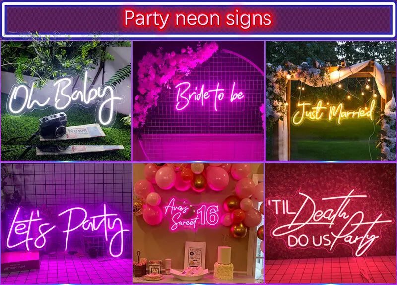 Design Personalised Custom Neon Signs LED Night Light Wall Mount Wedding