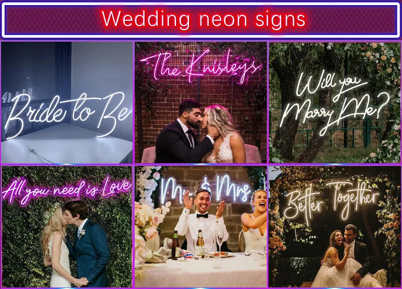 Design Personalised Custom Neon Signs LED Night Light Wall Mount Wedding