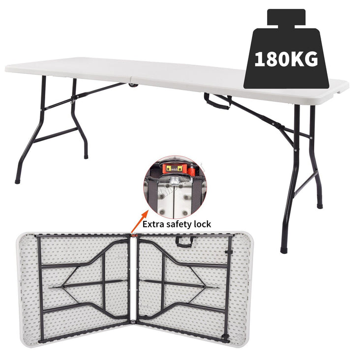 6FT 1.8M Folding Trestle Table Heavy Duty Plastic Camping Garden Party