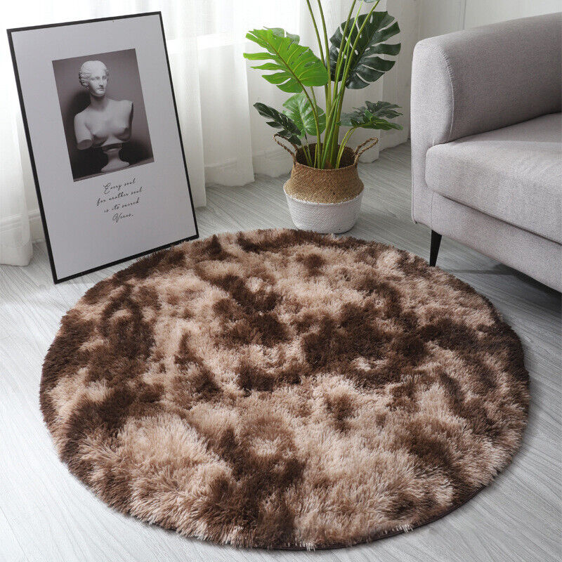 Round Anti-Skid Shaggy Rug Living Room Bedroom Carpet Floor Fluffy Mat