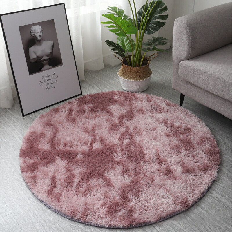 Round Anti-Skid Shaggy Rug Living Room Bedroom Carpet Floor Fluffy Mat