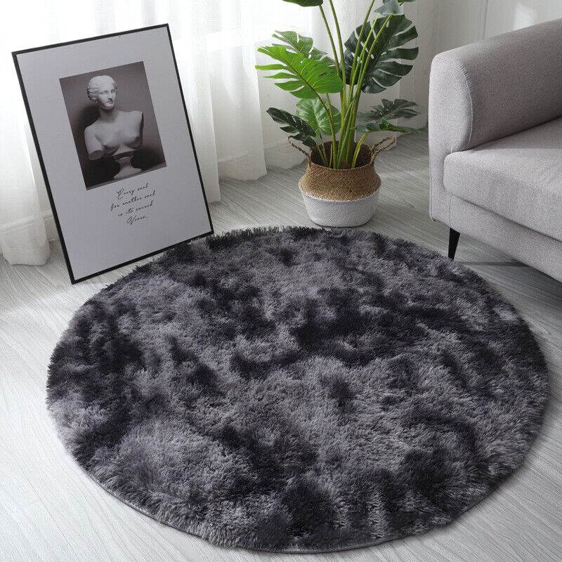 Round Anti-Skid Shaggy Rug Living Room Bedroom Carpet Floor Fluffy Mat