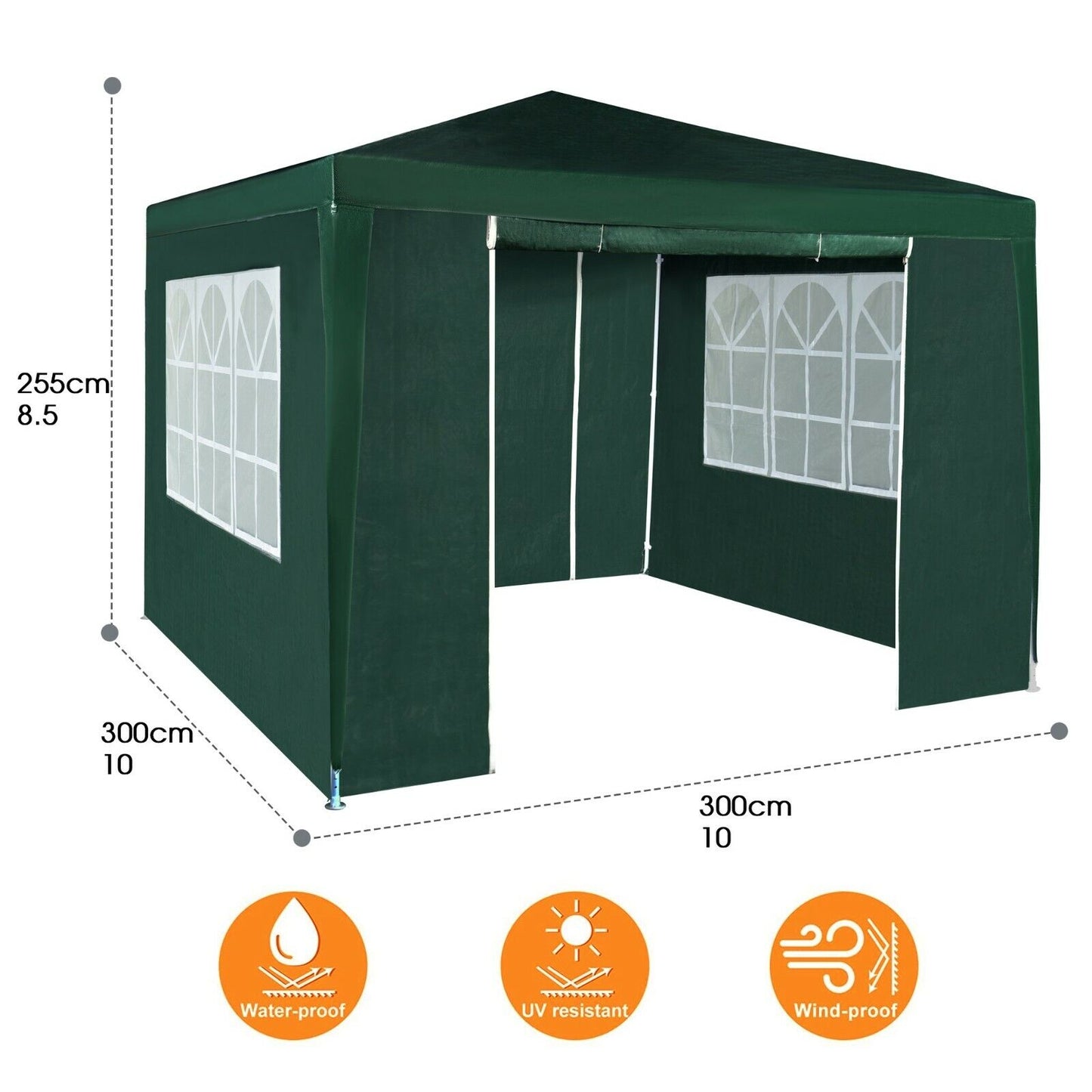 3x3m Gazebo with Side Panels