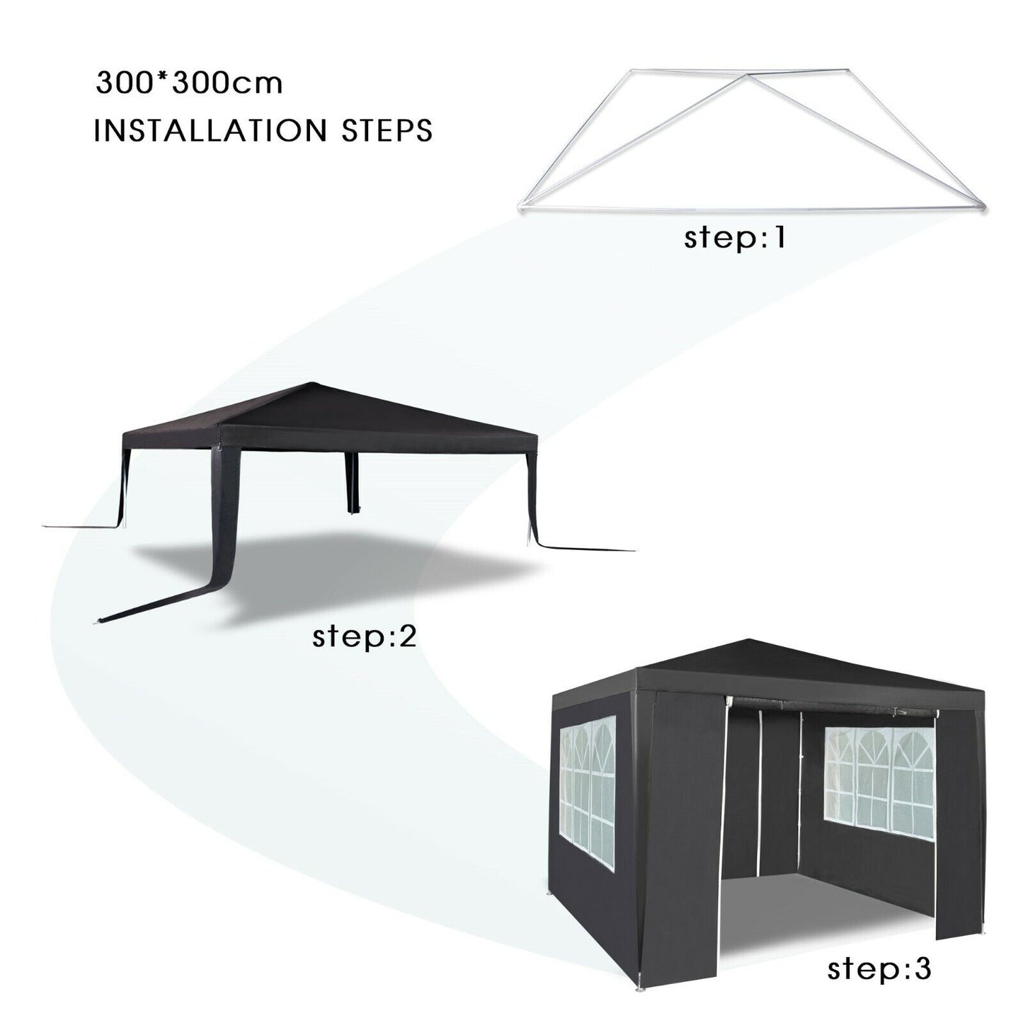 3x3m Gazebo with Side Panels