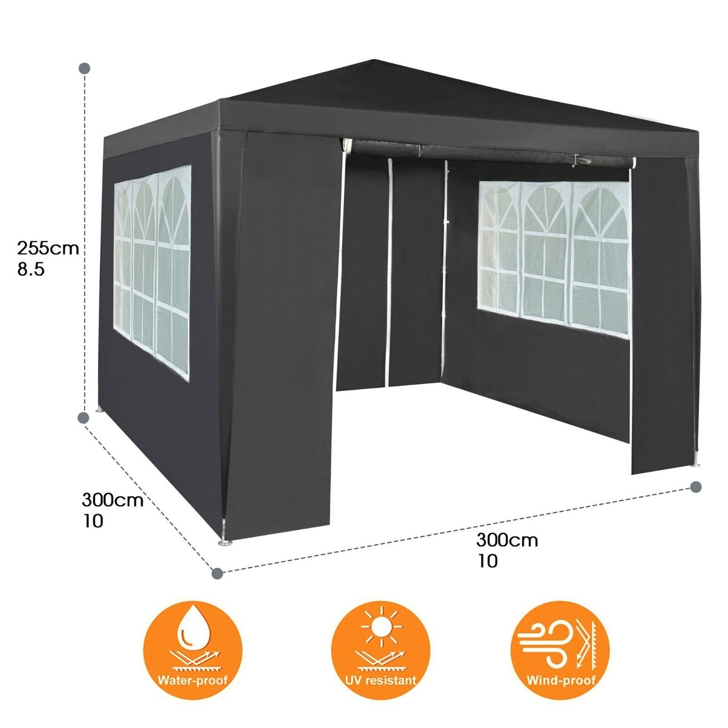 3x3m Gazebo with Side Panels