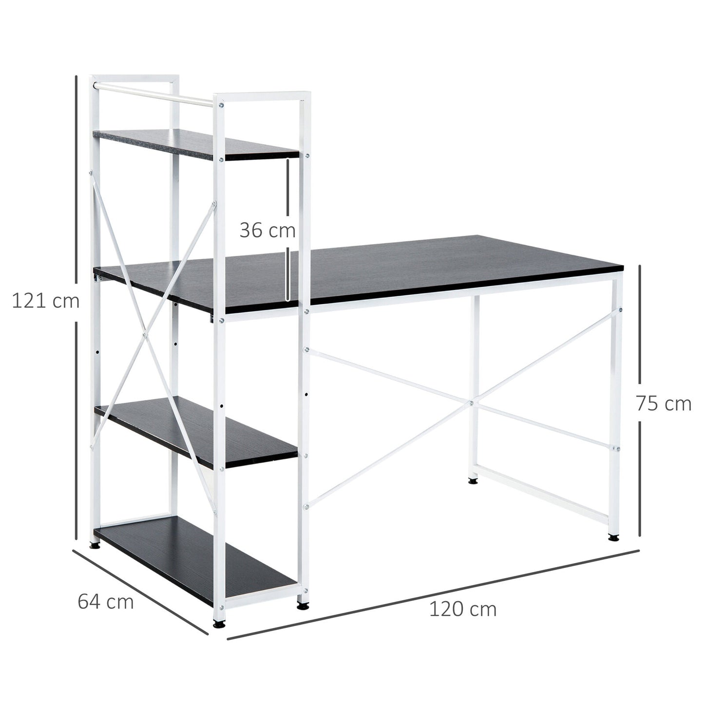 4-Tier Computer Desk With Shelves