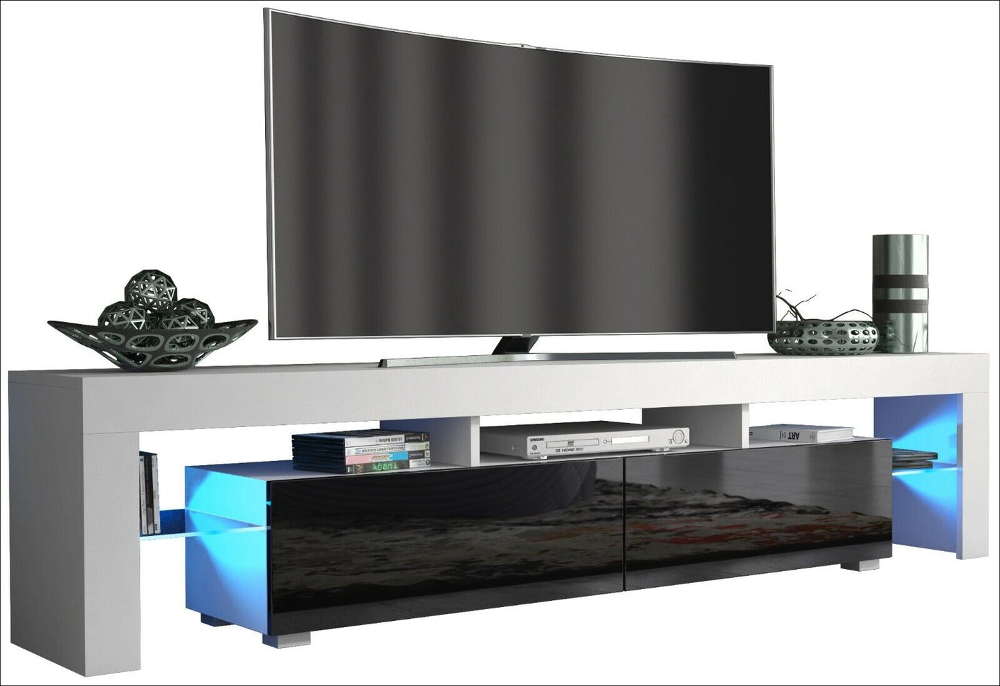 Modern 200cm TV Unit Cabinet TV Stand High Gloss Doors With Free LED