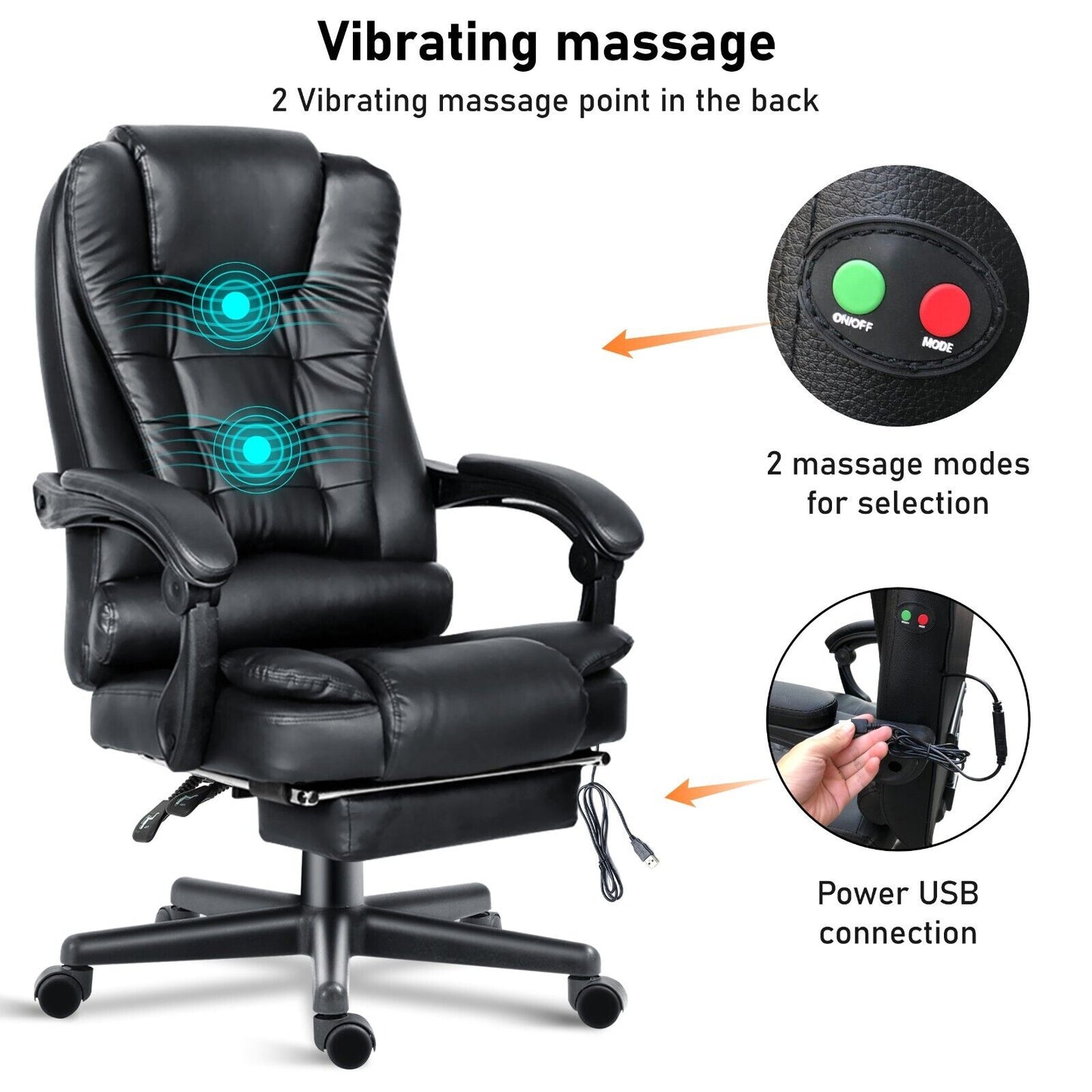 Massage Office Chair Gaming PC Computer Desk Executive Swivel Recliner Chairs