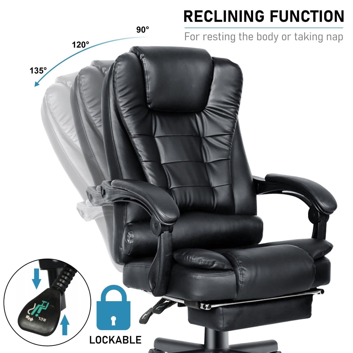 Massage Office Chair Gaming PC Computer Desk Executive Swivel Recliner Chairs