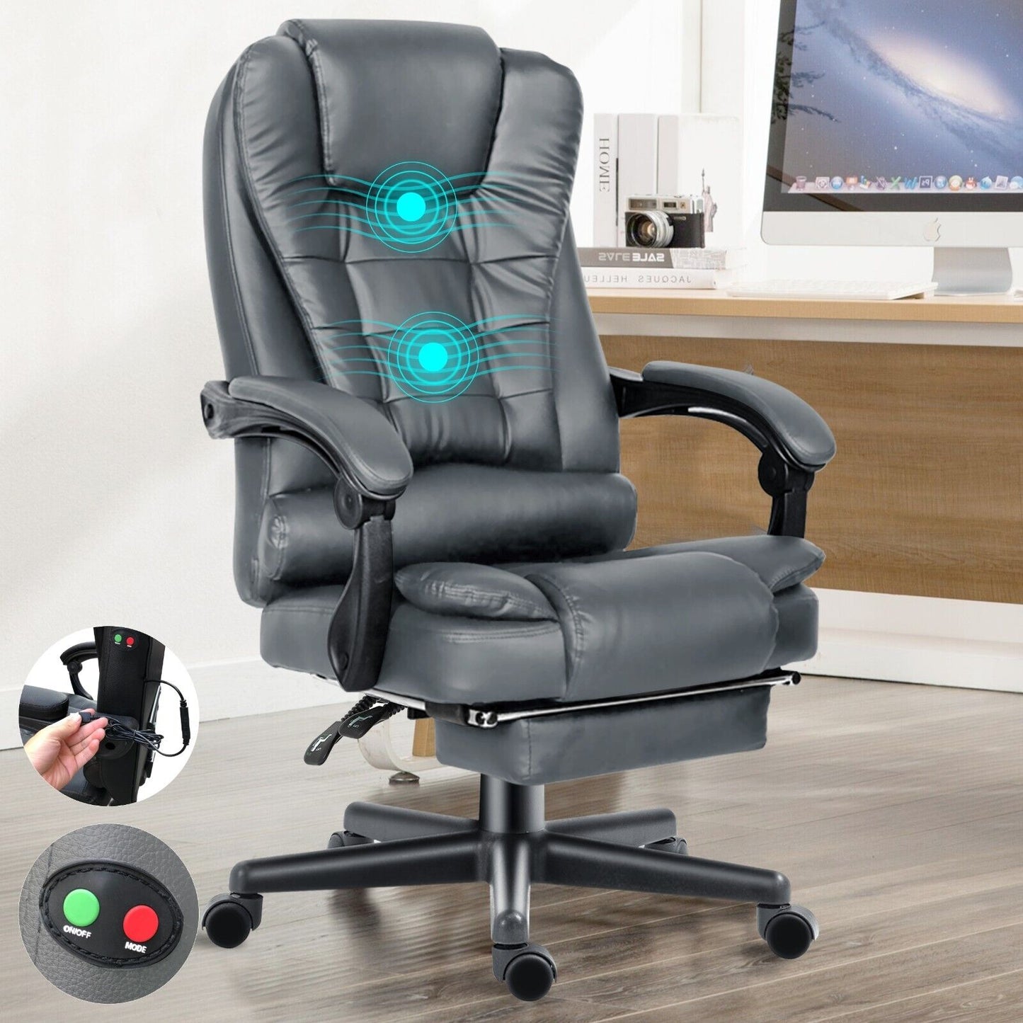 Massage Office Chair Gaming PC Computer Desk Executive Swivel Recliner Chairs