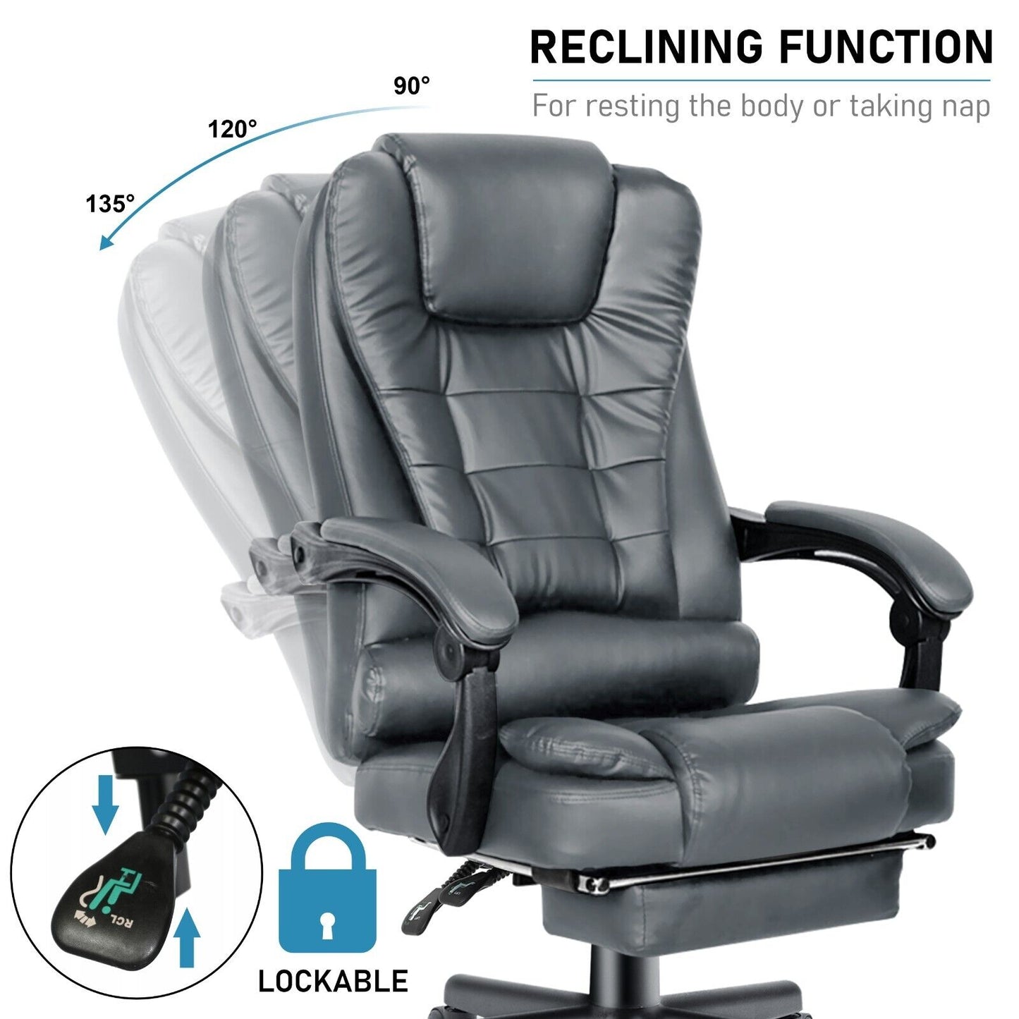 Massage Office Chair Gaming PC Computer Desk Executive Swivel Recliner Chairs