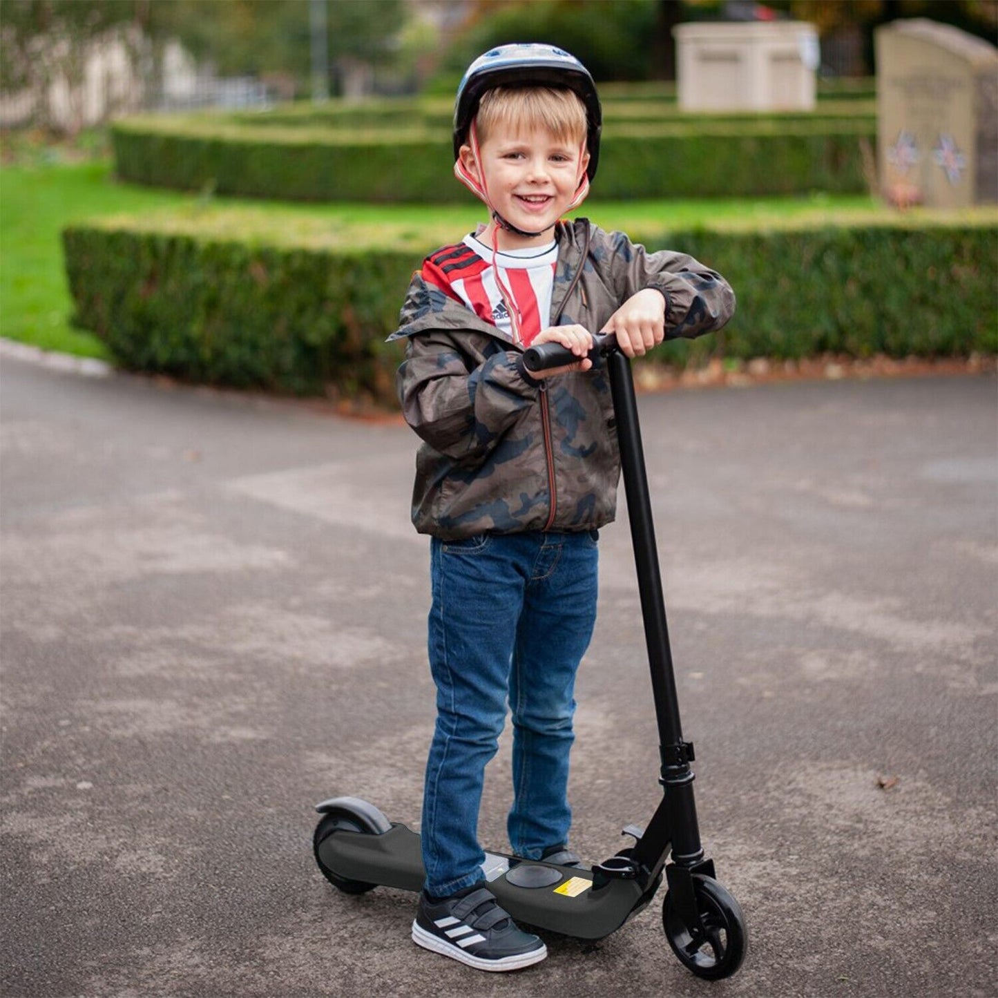 electriQ Active Kids Electric Scooter, Black - 60w Folding lightweight E Scooter