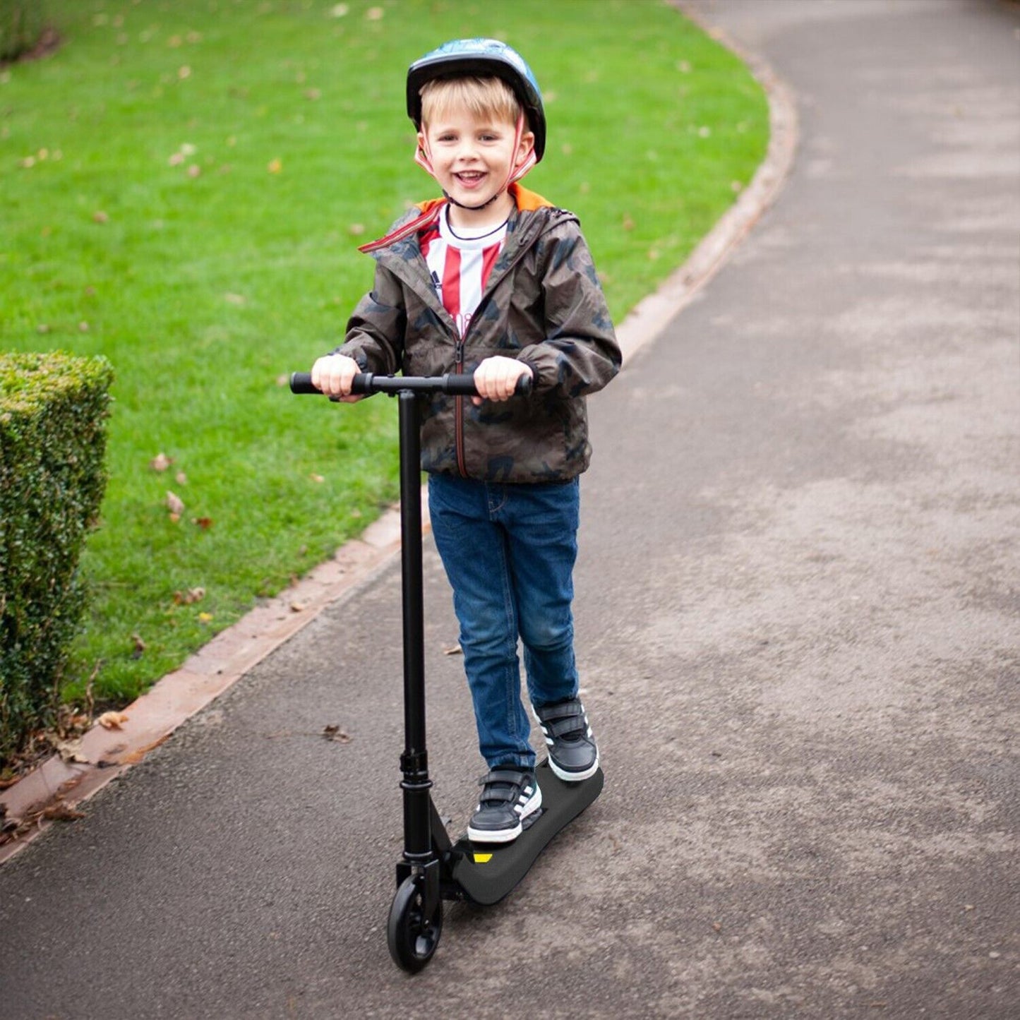 electriQ Active Kids Electric Scooter, Black - 60w Folding lightweight E Scooter