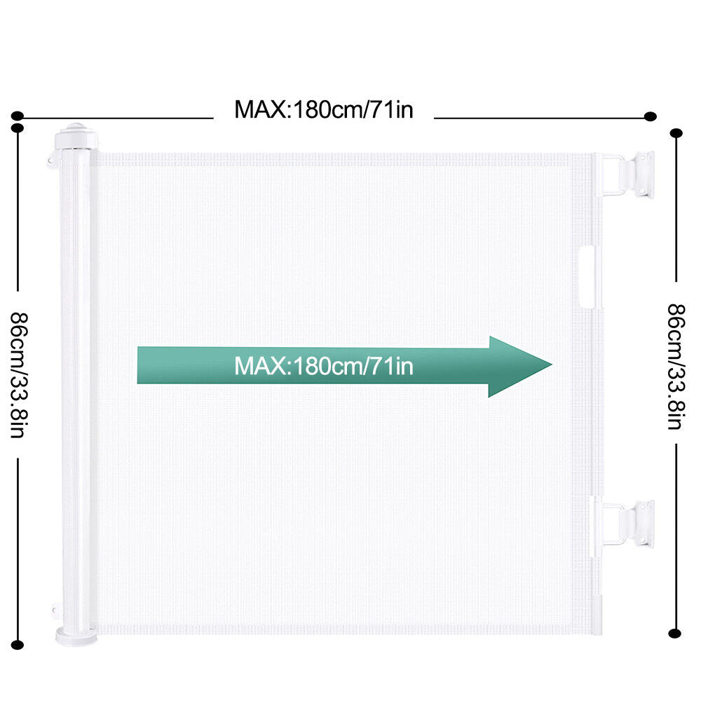 150cm/180cm Retractable Safety Guard Baby Gate Latch Toddler Pet Dog Puppy Wide