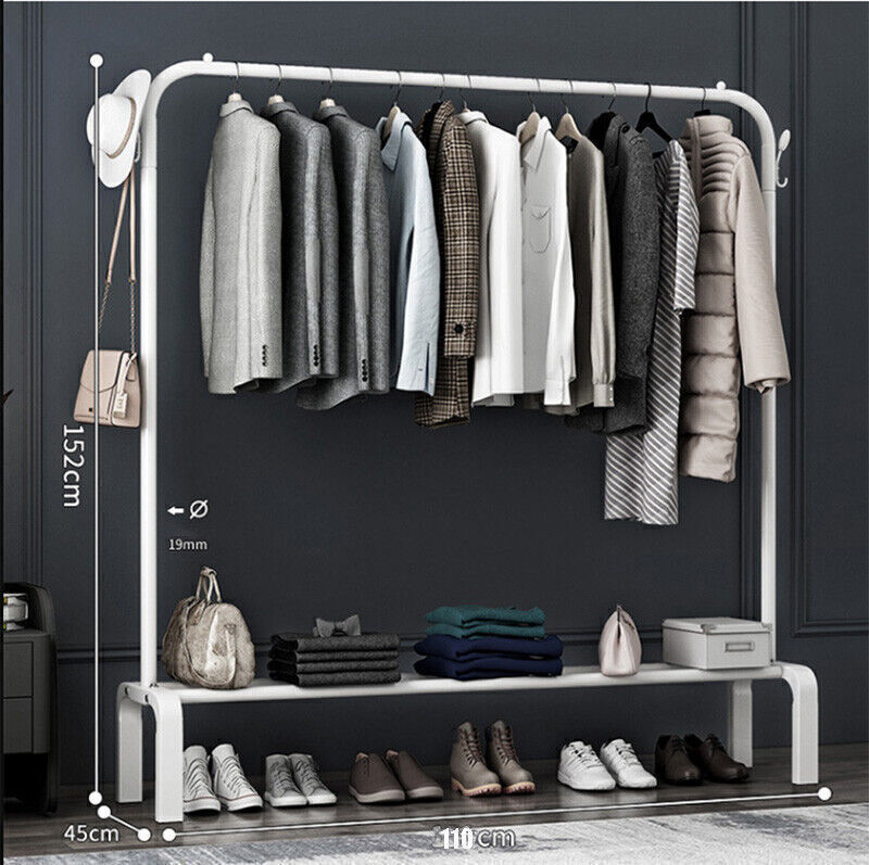 Heavy Duty Clothes Rail Metal Garment Hanging Rack Display Stand Shoes Shelf UK