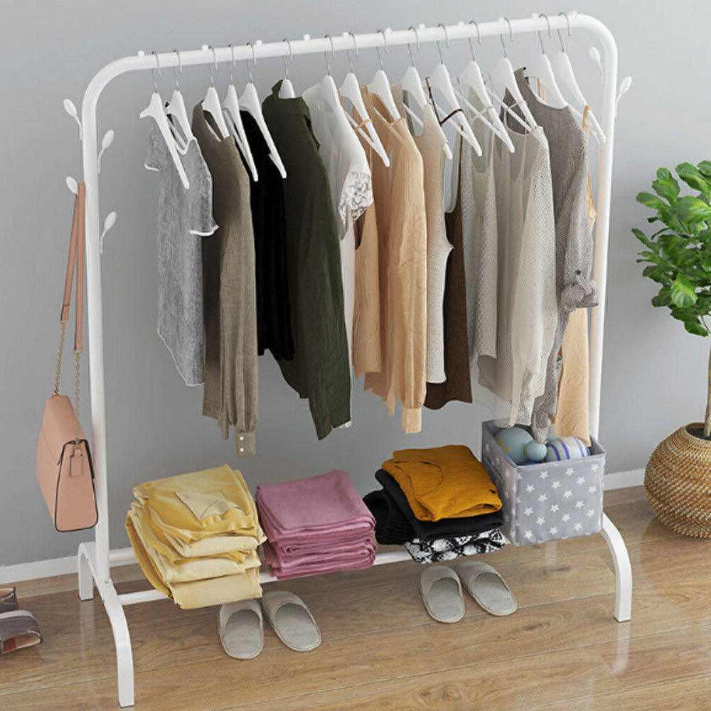 Heavy Duty Clothes Rail Metal Garment Hanging Rack Display Stand Shoes Shelf UK