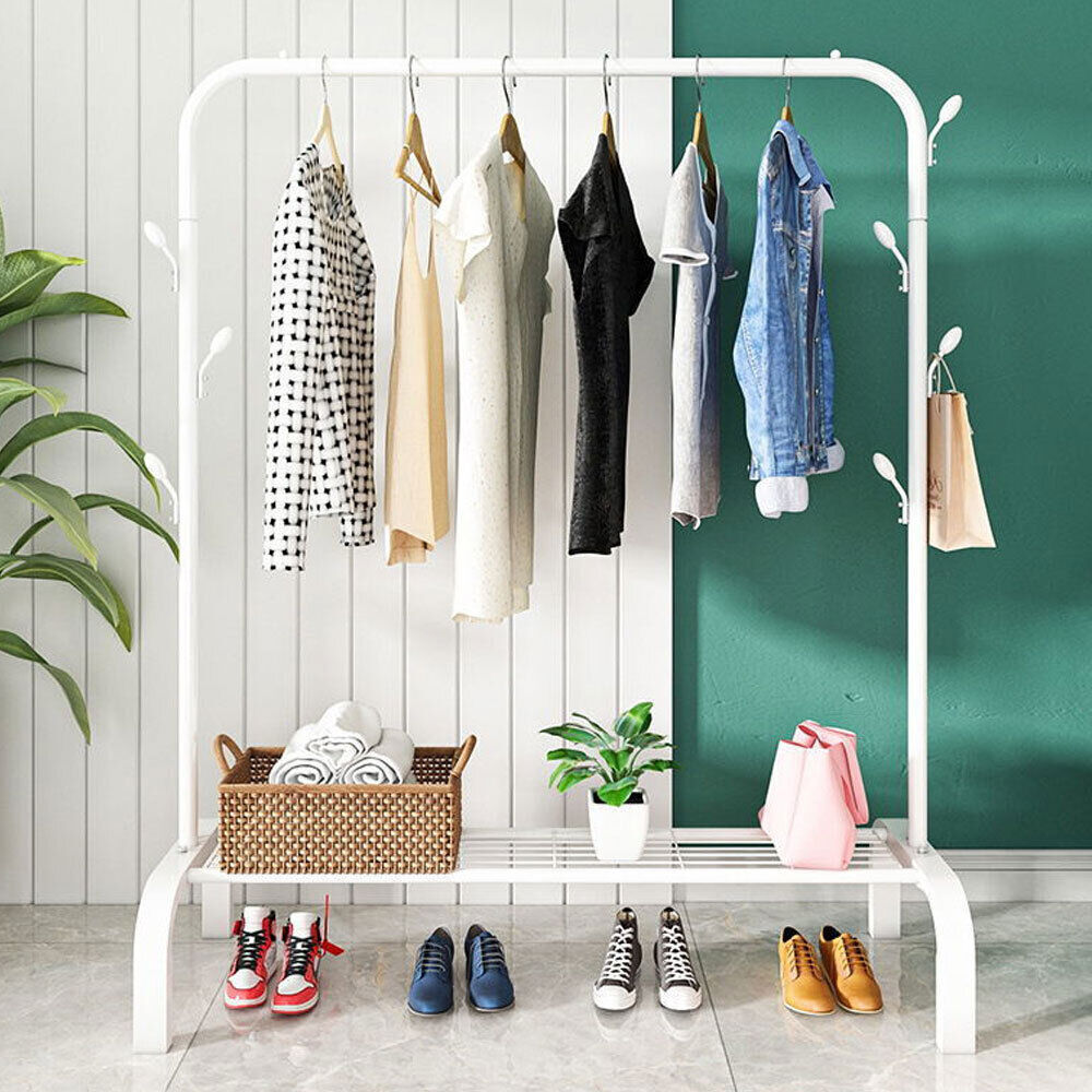 Heavy Duty Clothes Rail Metal Garment Hanging Rack Display Stand Shoes Shelf UK