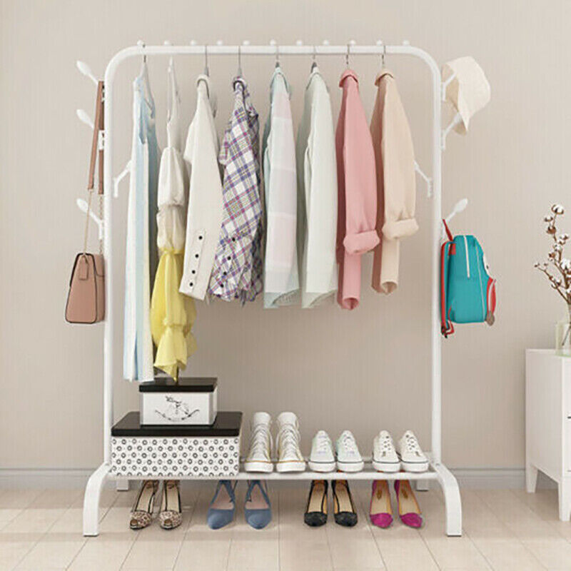 Heavy Duty Clothes Rail Metal Garment Hanging Rack Display Stand Shoes Shelf UK