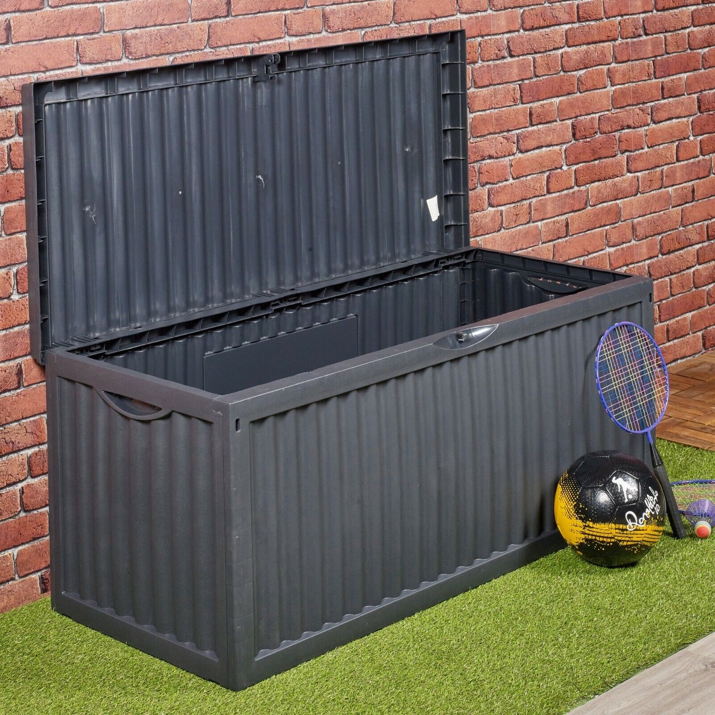 350 Litre Outdoor Storage Box Garden Patio Plastic Chest Lid Container Multibox