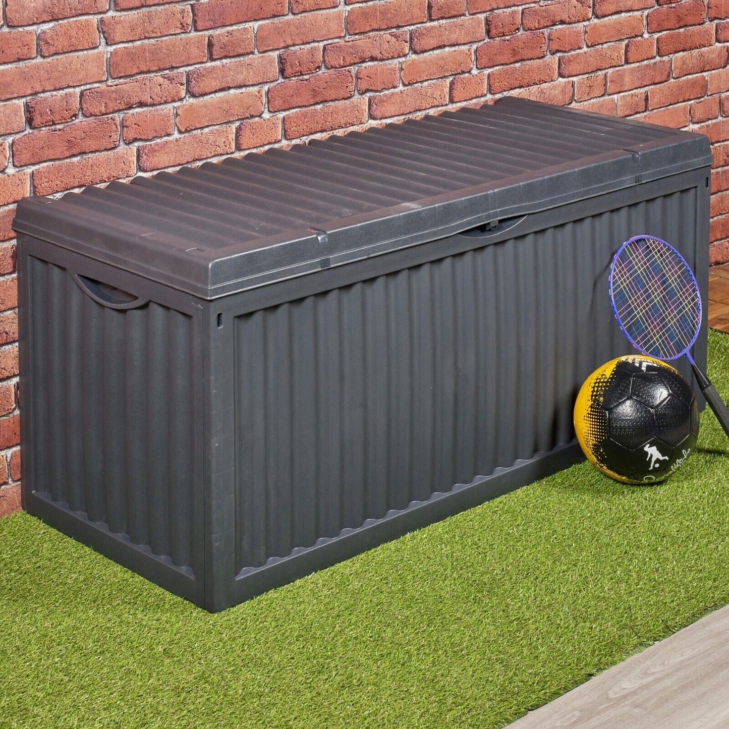 350 Litre Outdoor Storage Box Garden Patio Plastic Chest Lid Container Multibox