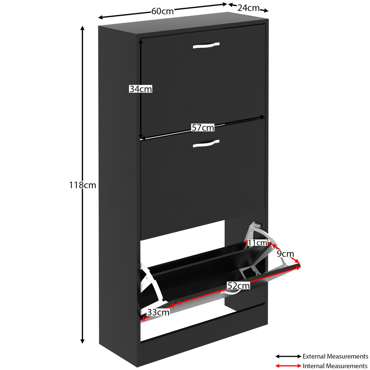 3 Drawer Shoe Cabinet Storage Cupboard Footwear Stand Rack Wooden Unit Black New