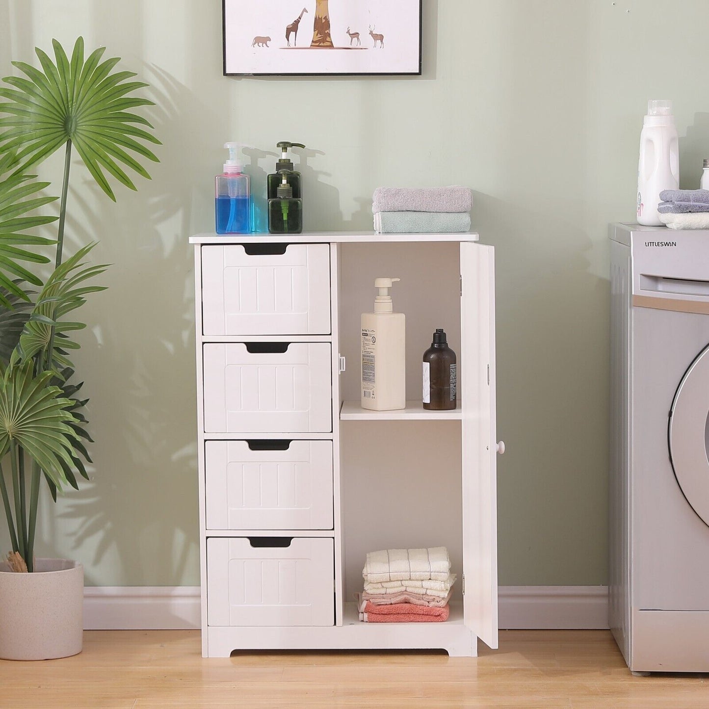 4-Drawer 1 Door Storage Cabinet