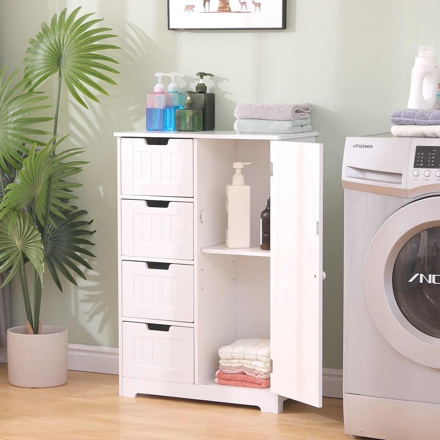 4-Drawer 1 Door Storage Cabinet