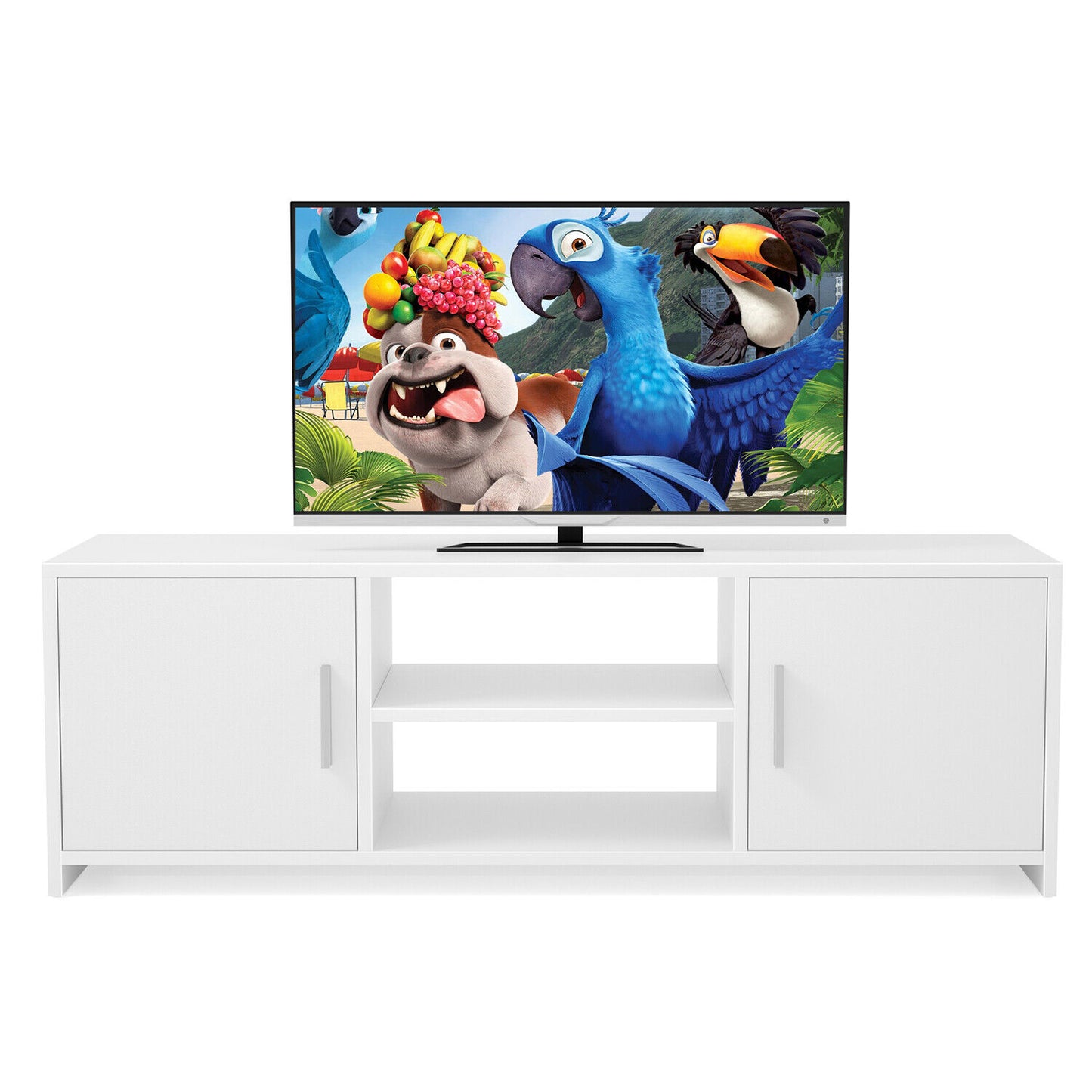 TV Cabinet TV Stand Media Entertainment Unit with 2 Doors 2 Shelves Wooden