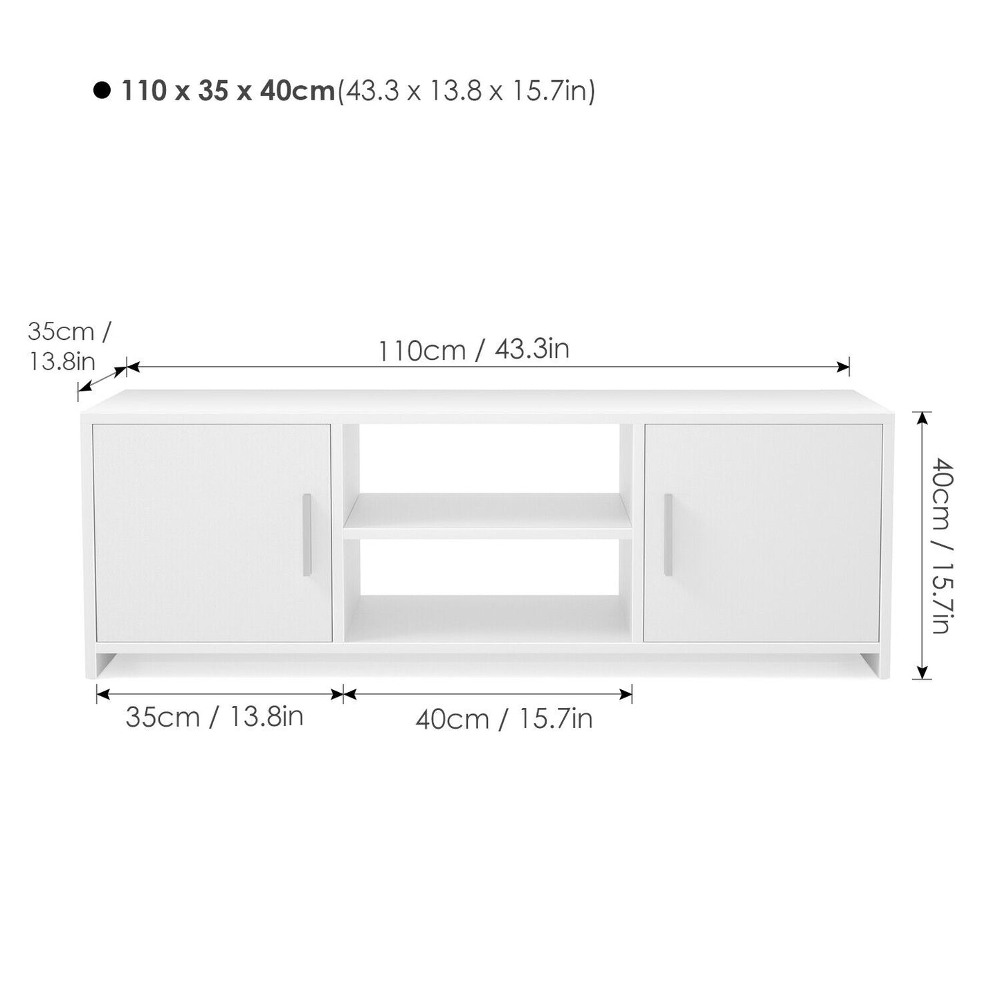 TV Cabinet TV Stand Media Entertainment Unit with 2 Doors 2 Shelves Wooden