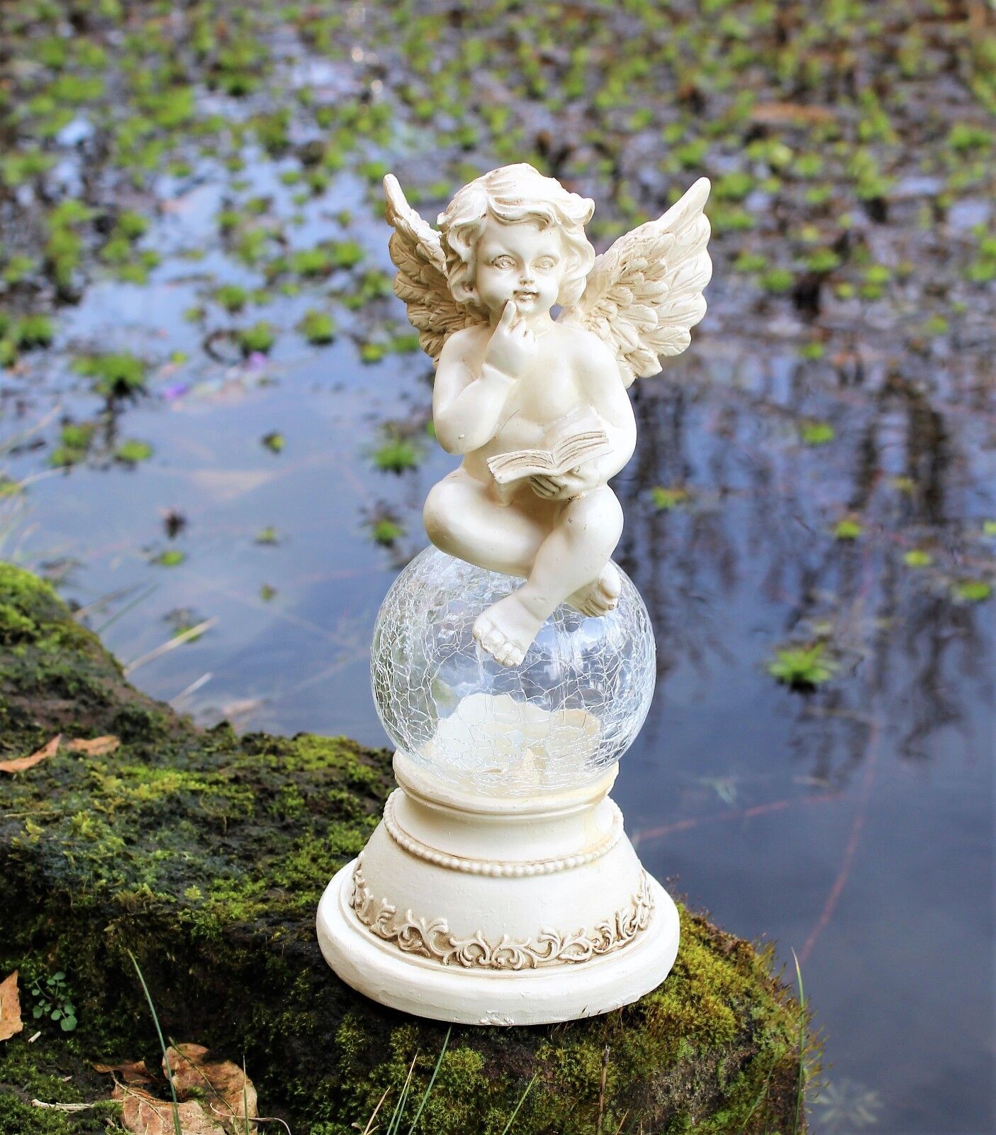 Solar Powered Fairy Angel  Cherub Garden Resin Ornament  Figurine Statue