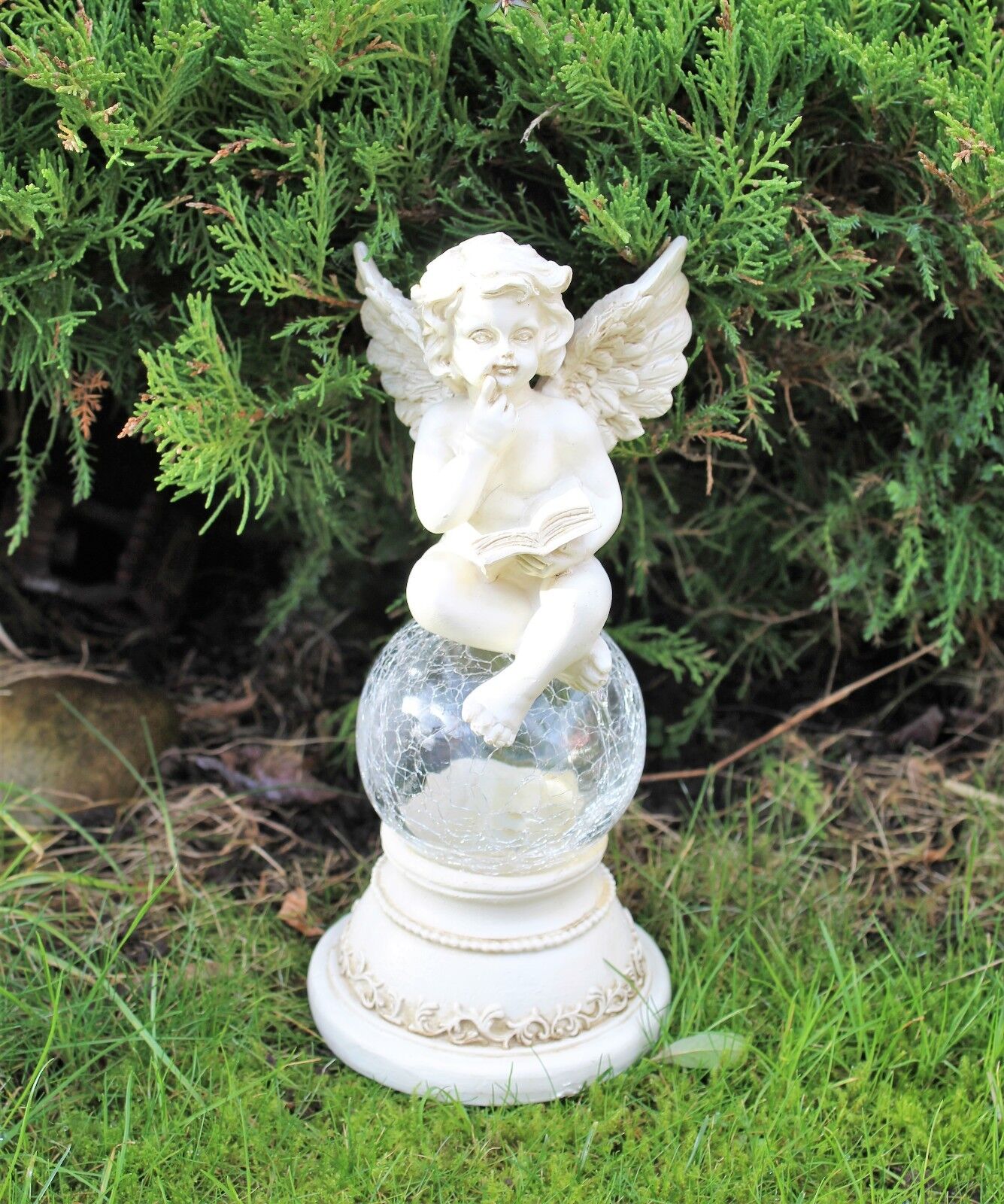 Solar Powered Fairy Angel  Cherub Garden Resin Ornament  Figurine Statue