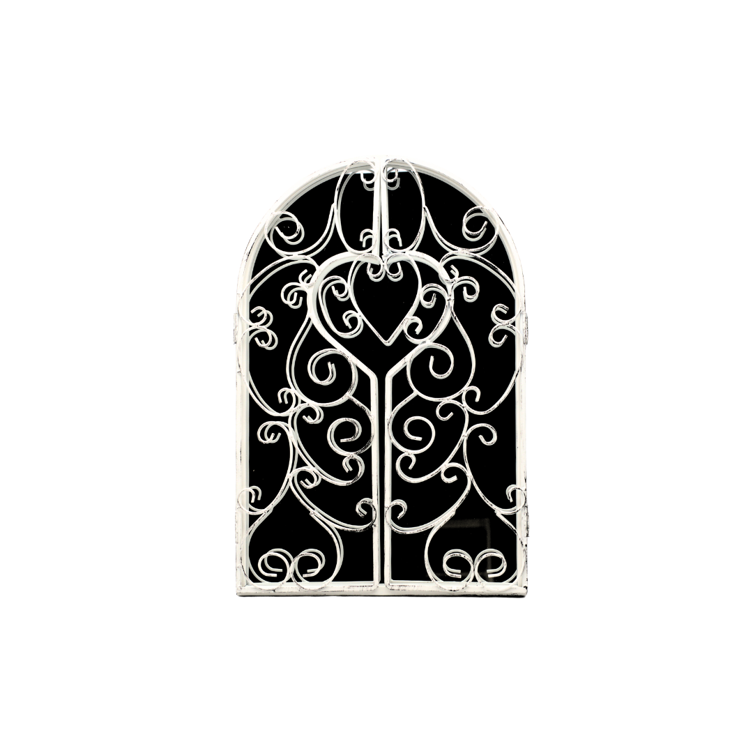 Shutter Mirror Home Garden Decor White Metal Distressed Hanging Wall Mount Arch