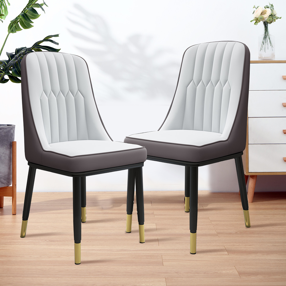 4PCS DINING CHAIRS SET LEATHER PADDED SEAT METAL LEG KITCHEN RESTAURANTS CHAIR