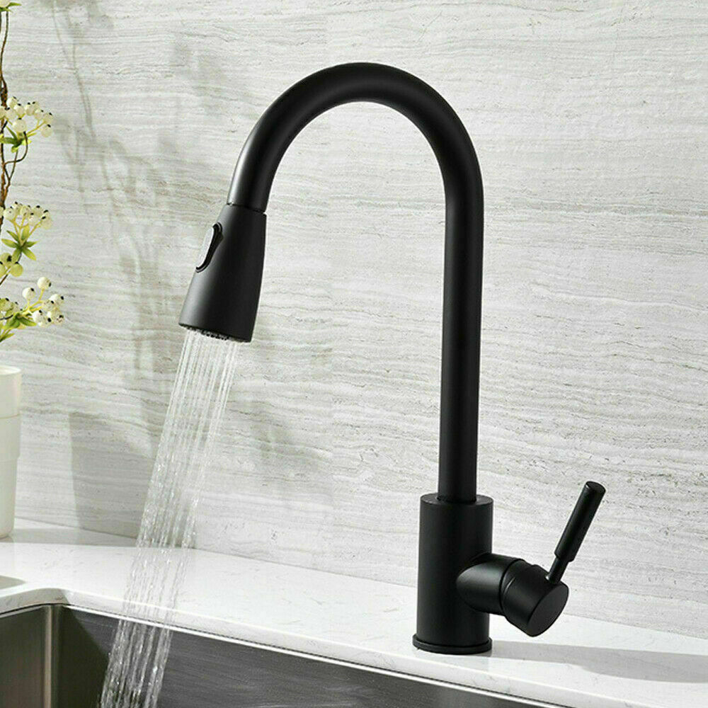 360° Kitchen Sink Mixer Taps Pull Out Single Lever Chrome Brass Spray Mono Tap