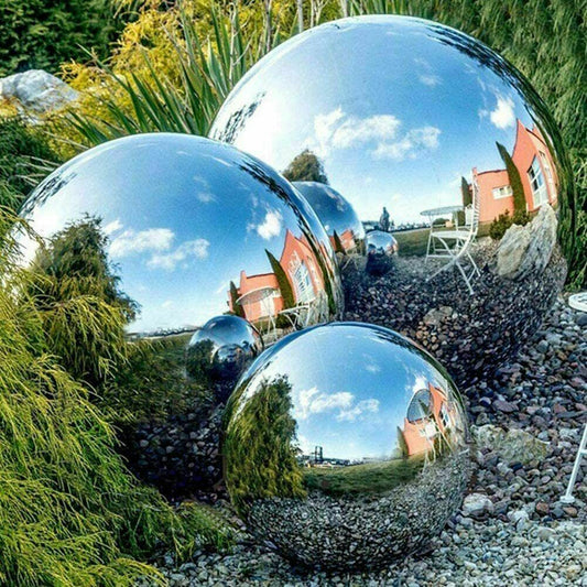 6x Steel Silver Mirror Sphere Hollow Gazing Ball Home Garden Ornament